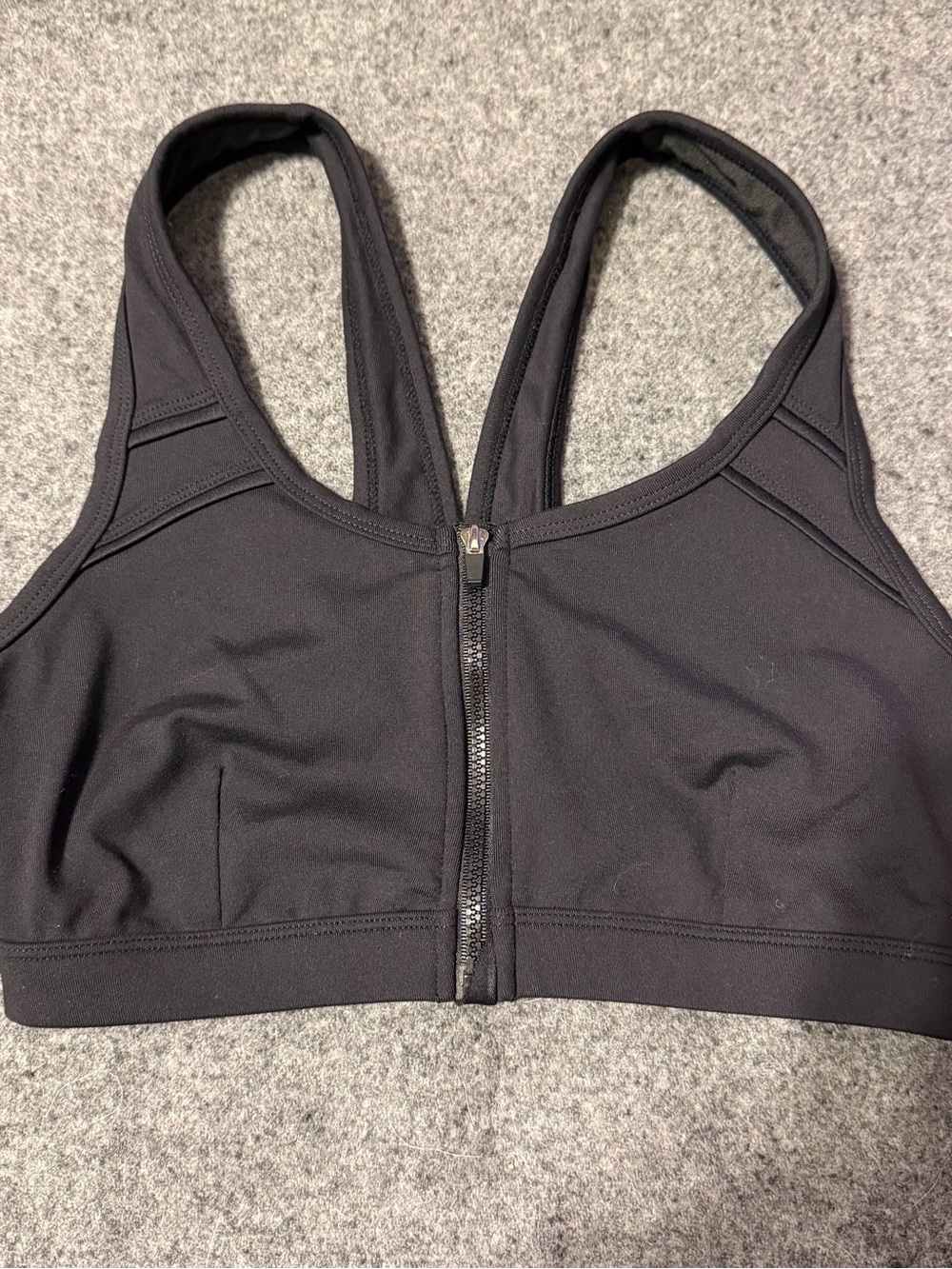 bcg Black Front-Zip Racerback Sports Bra